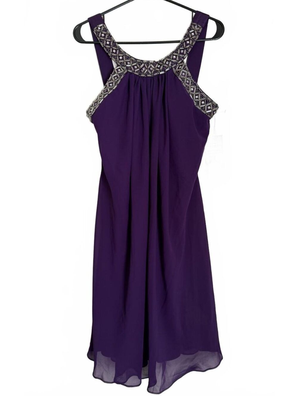 Scarlett Nite NEW Dress Size 10 Purple Eggplant Sleeveless Beaded Party Flare